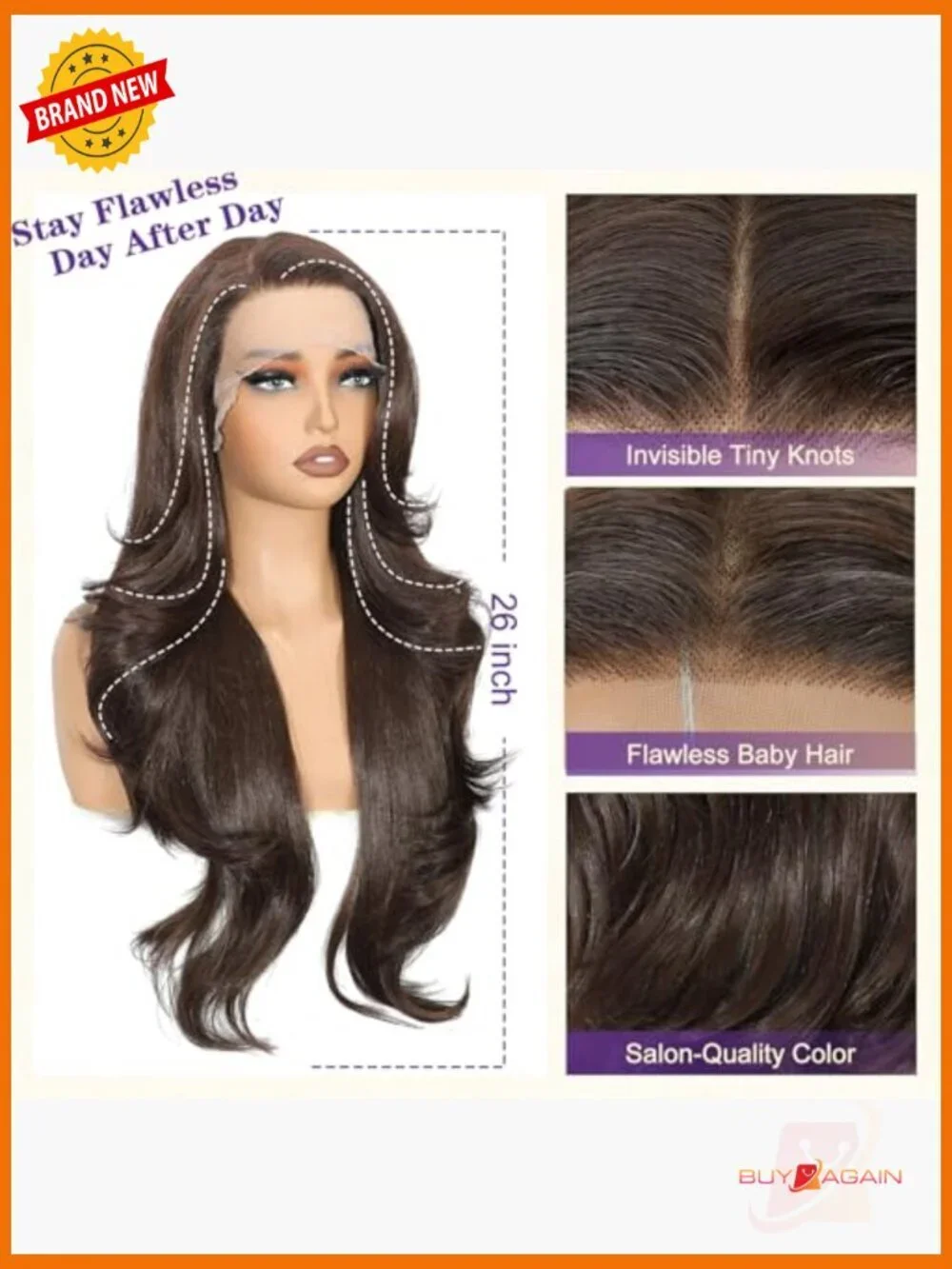 26in HD Lace Front Wig with Body Wave, Glueless & Pre-Plucked, Heat Resistant